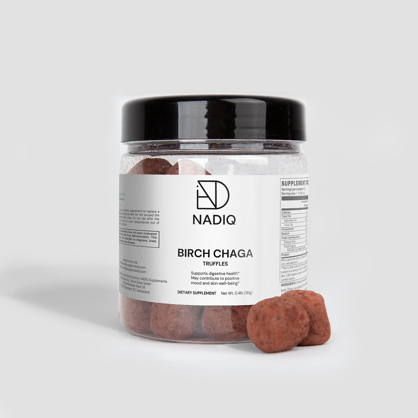 NADIQ Birch Chaga Truffles – Functional Chocolate Snack with Chaga, Pine Bark & Cacao