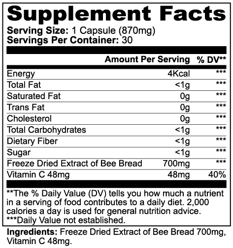 NADIQ Bee Pearl Capsules – Freeze-Dried Bee Bread & Vitamin C