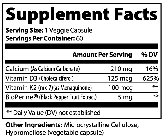 Vitamin D3 + K2 – Dual Nutrient Support for Bone & Cardiovascular Wellness