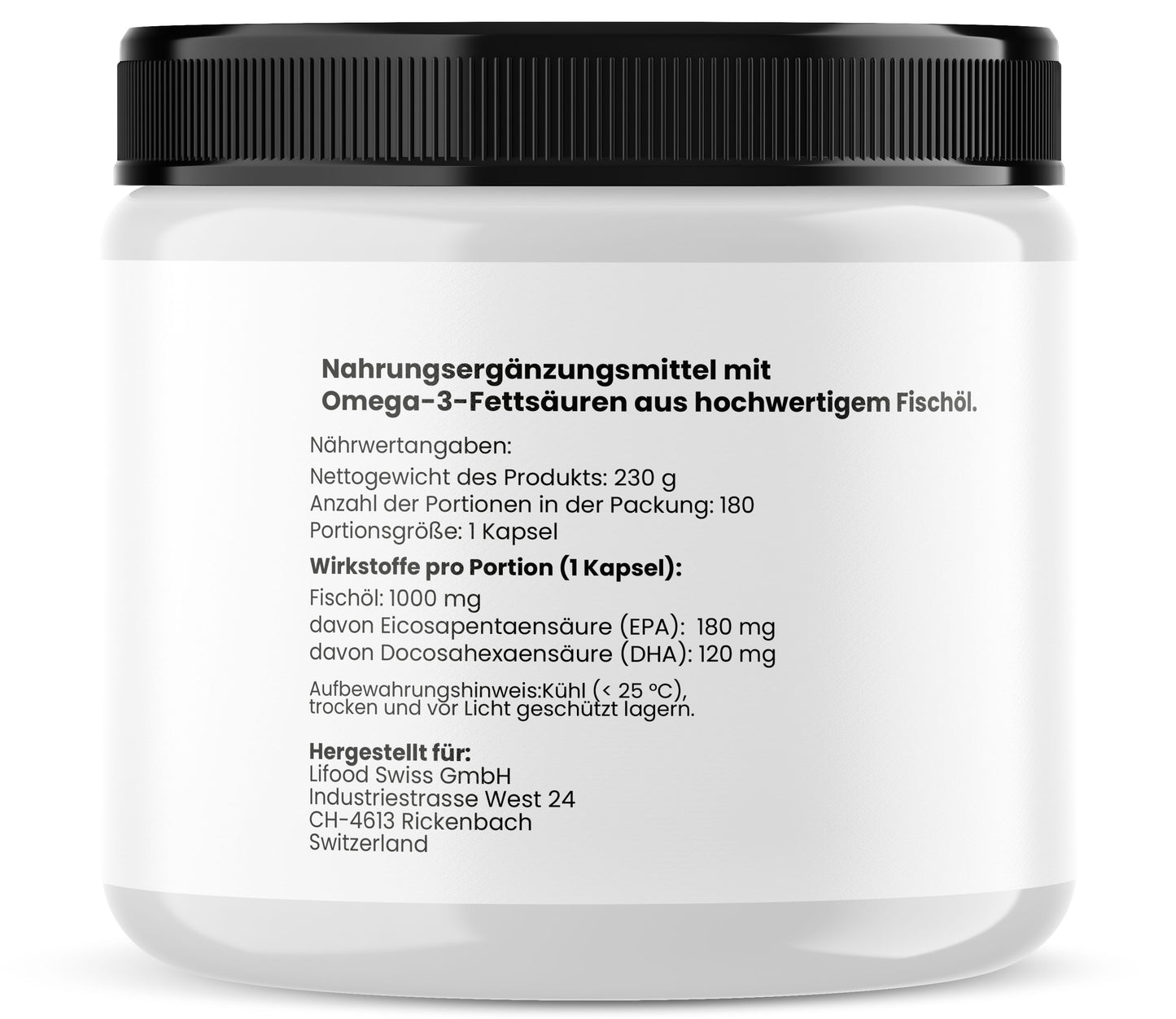 Lifood Swiss Omega-3 1000mg – 180 Kapseln für 180 Tage
