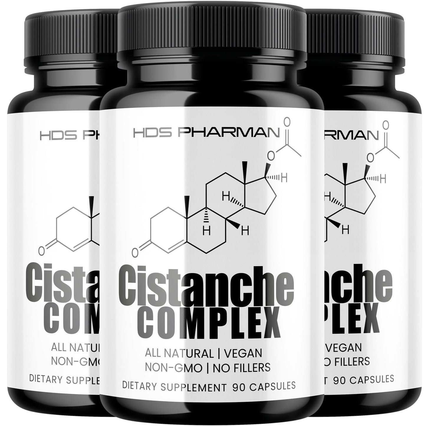 Cistanche Complex 500 mg | Tubulosa Extrakt 20:1 | Fadogia Agrestis | Tongkat Ali | Vegan | Ohne Zusatzstoffe | Laborgeprüft | HDS Pharman