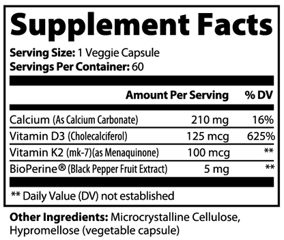 Vitamin D3 + K2 – Dual Nutrient Support for Bone & Cardiovascular Wellness