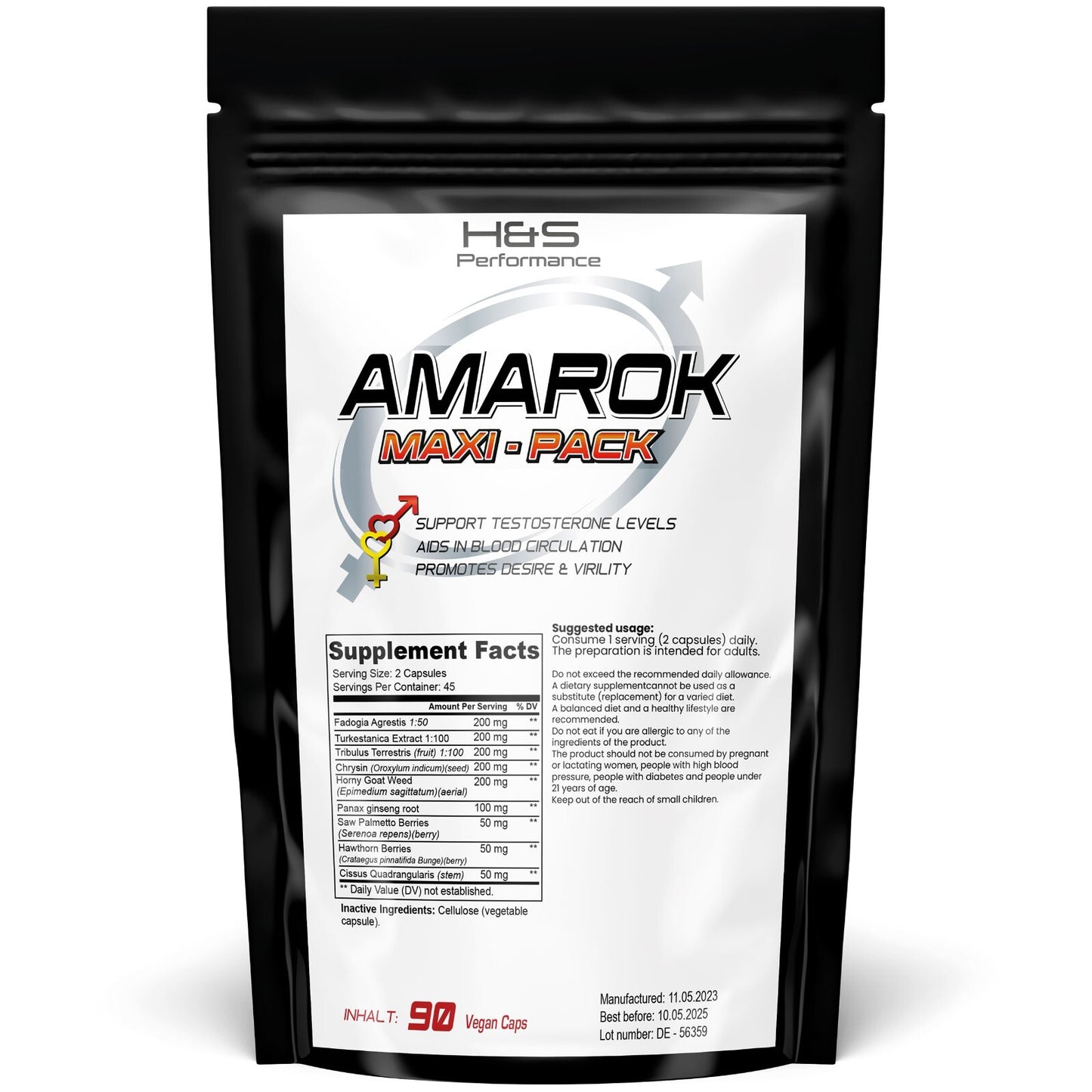 Amarock Maxi pack - 90 Potente Vegane HERBAL Kapseln Pillen für Männer