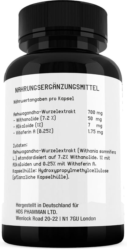 Ashwagandha Capsules 7000 mg Genuine Natural Supplement Root Extract 50mg Withan