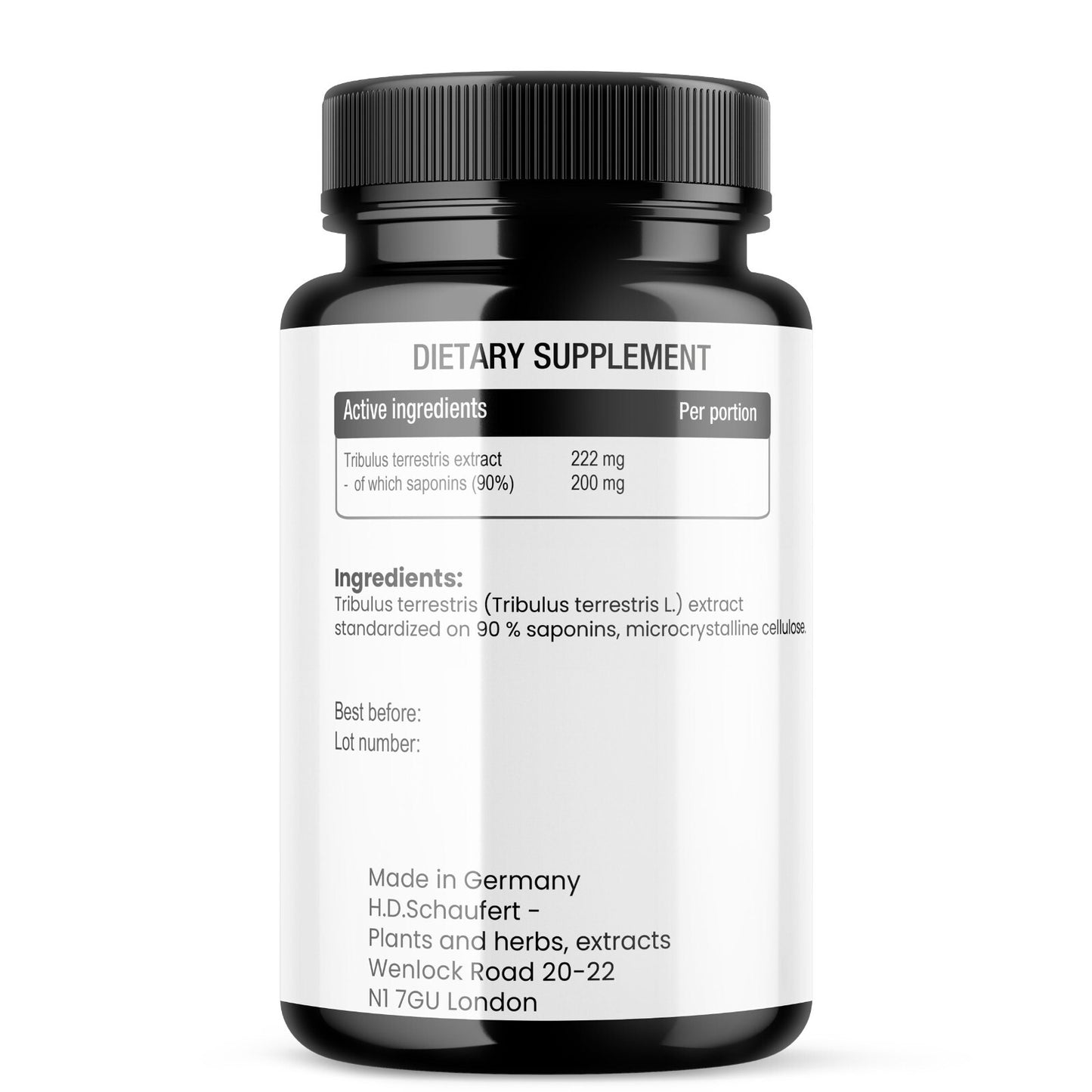 HDS Pharman ™ Bio Tribulus, Saponins 90%, 170 Tabletten - 170 Tage