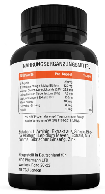 HDS PITBULL Forte Plus 60 Kapseln  Testo Booster Muskelaufbau Bodybuilding Vegan