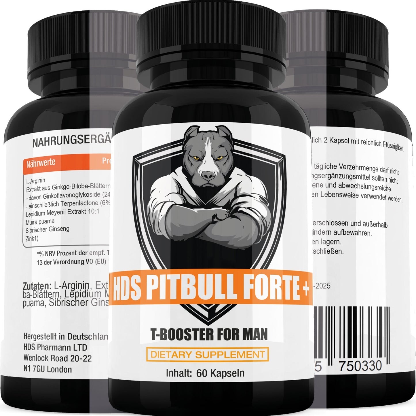HDS PITBULL Forte Plus 60 Kapseln  Testo Booster Muskelaufbau Bodybuilding Vegan