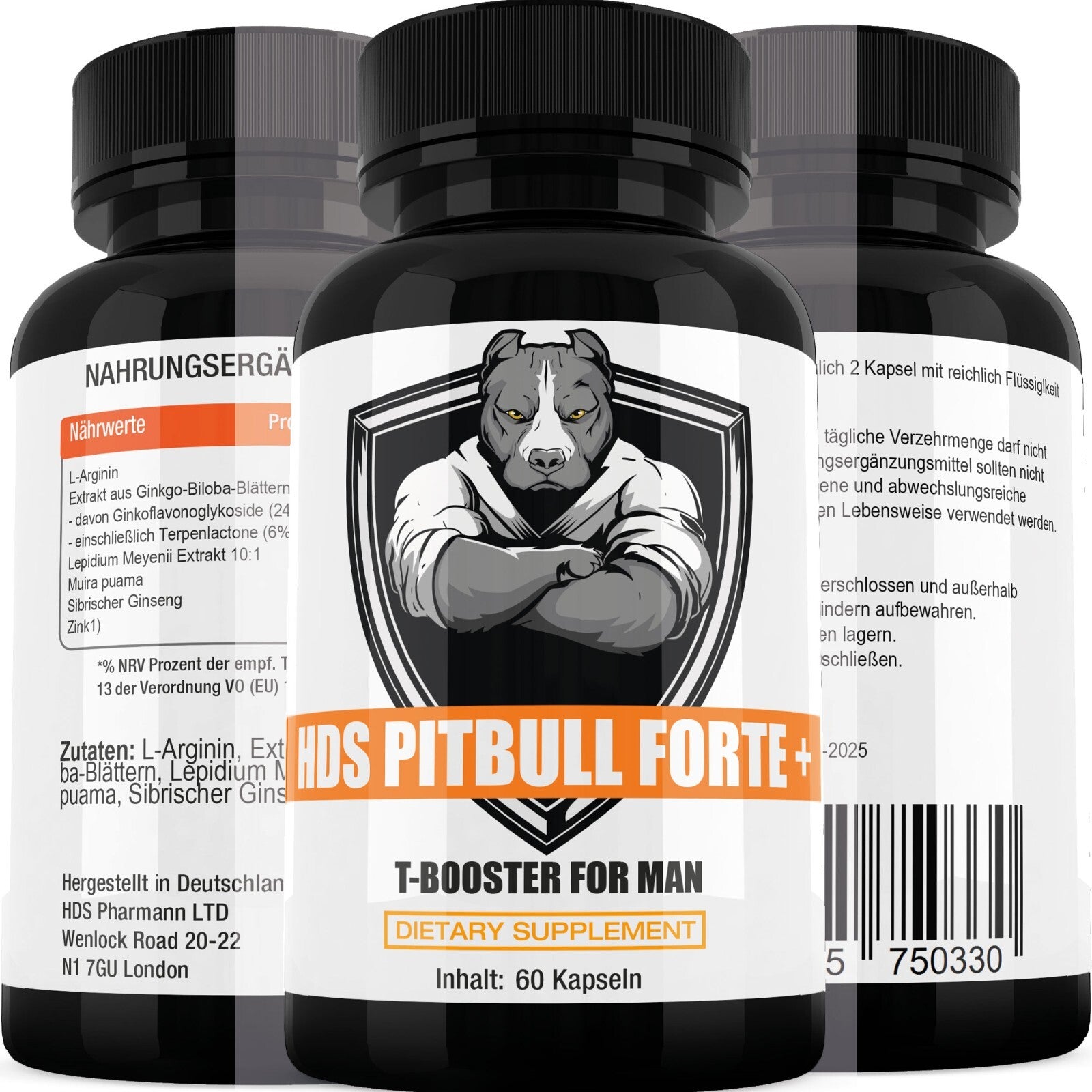 HDS PITBULL Forte Plus 60 Kapseln  Testo Booster Muskelaufbau Bodybuilding Vegan