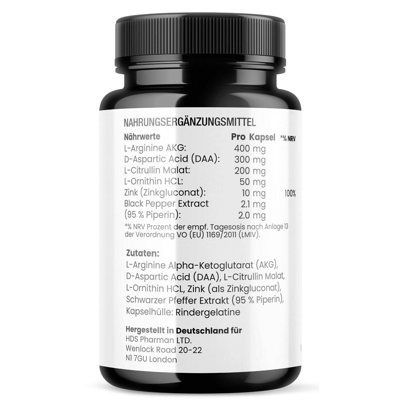 VasoPrime von Nitric Oxid - L-Arginin & L-Citrullin & Zink - Testosteron