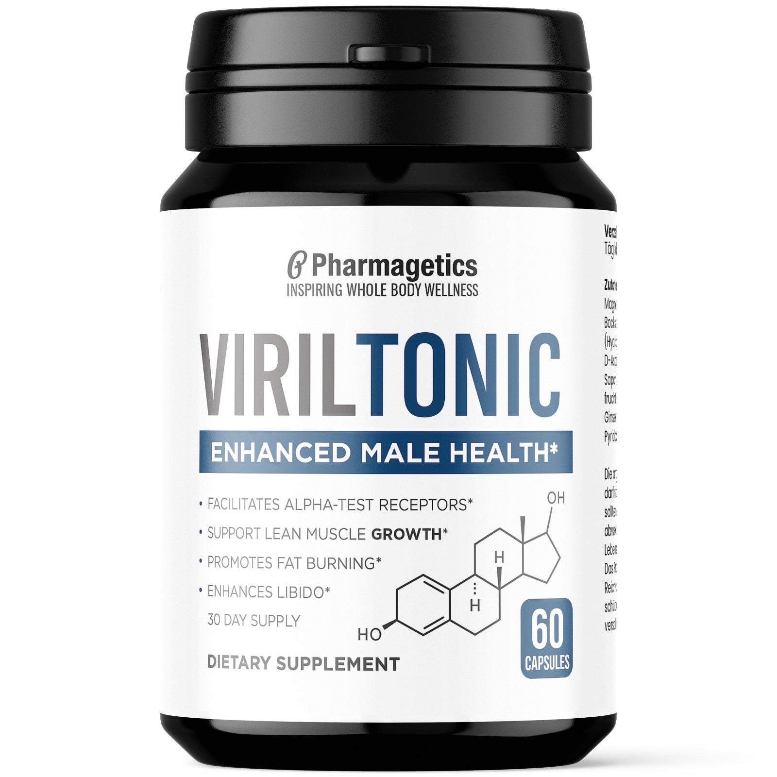 VIRILTONIC • Männer Kapseln • Testosteron & Energie • Zink B6 D3 • Pharmagetics