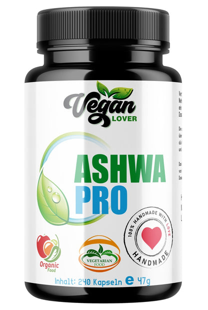 Bio Ashwagandha - 240 Kapseln - Hochdosiert - 240 Tage - Vegan Lover® Original