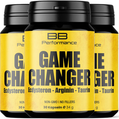 3 x GAME CHANGER – Ecdysteron + Arginin, Taurin | Workout Booster | Muskelaufbau