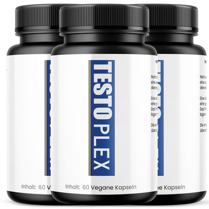 3 x Testoplex - Natürliches Testosteron-Boost mit Ginseng, Ashwagandha & Zink
