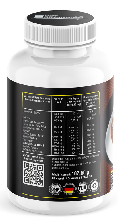 Anabol Mass Nitric Oxid 5-Fach Arginin + Citrullin 🔥 Gratis Dose sichern!