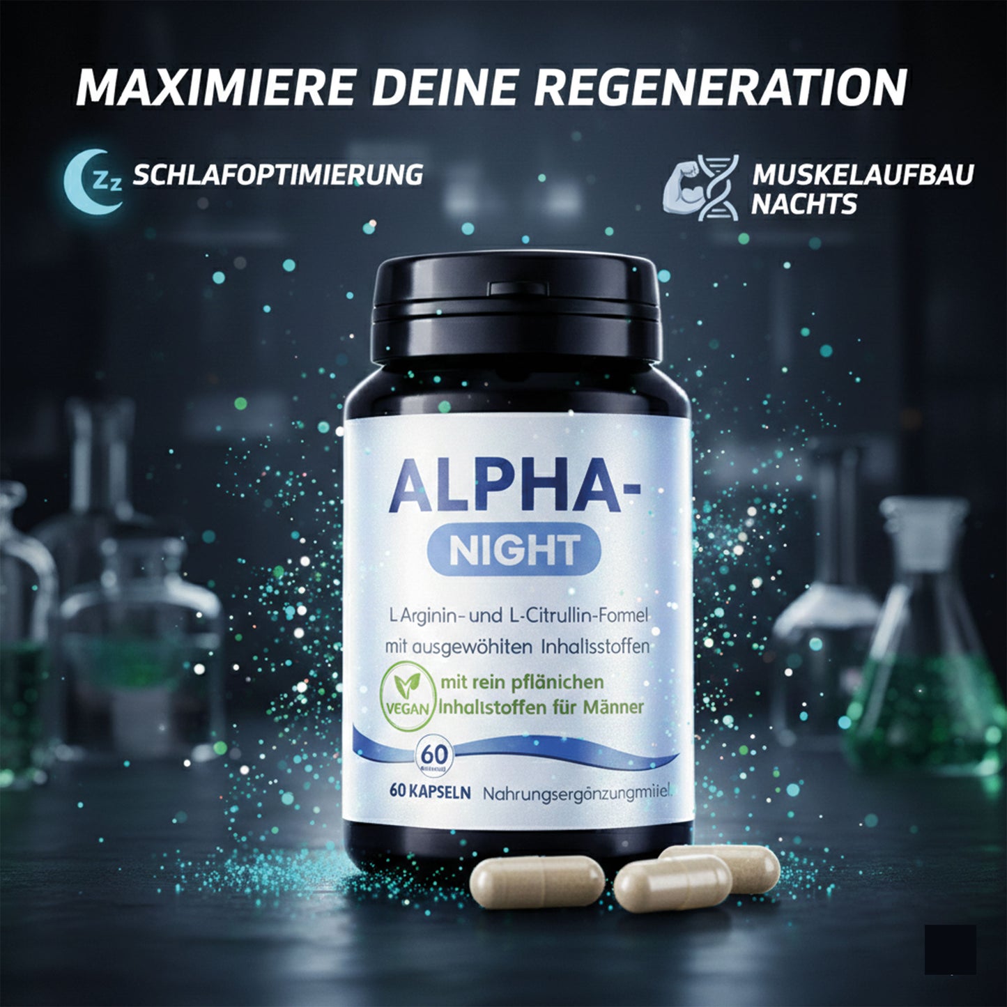 Alpha Night Kapseln mit L-Arginin, Citrullin, Zink, Vitamin B6 & D3 vegan