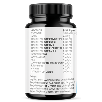 ARGIDRIAXX NO – Patentierter Arginin-Komplex für maximalen Pump & Muskelwachstum - 30 Kapseln
