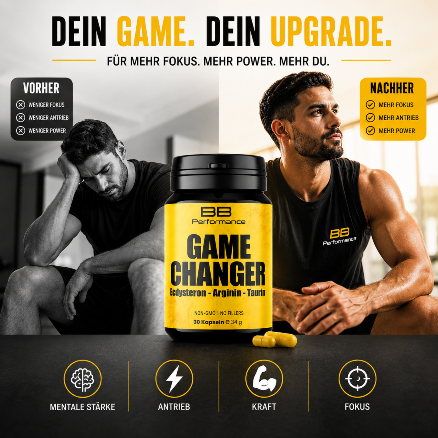 GAME CHANGER – Ecdysteron · Arginin · Taurin