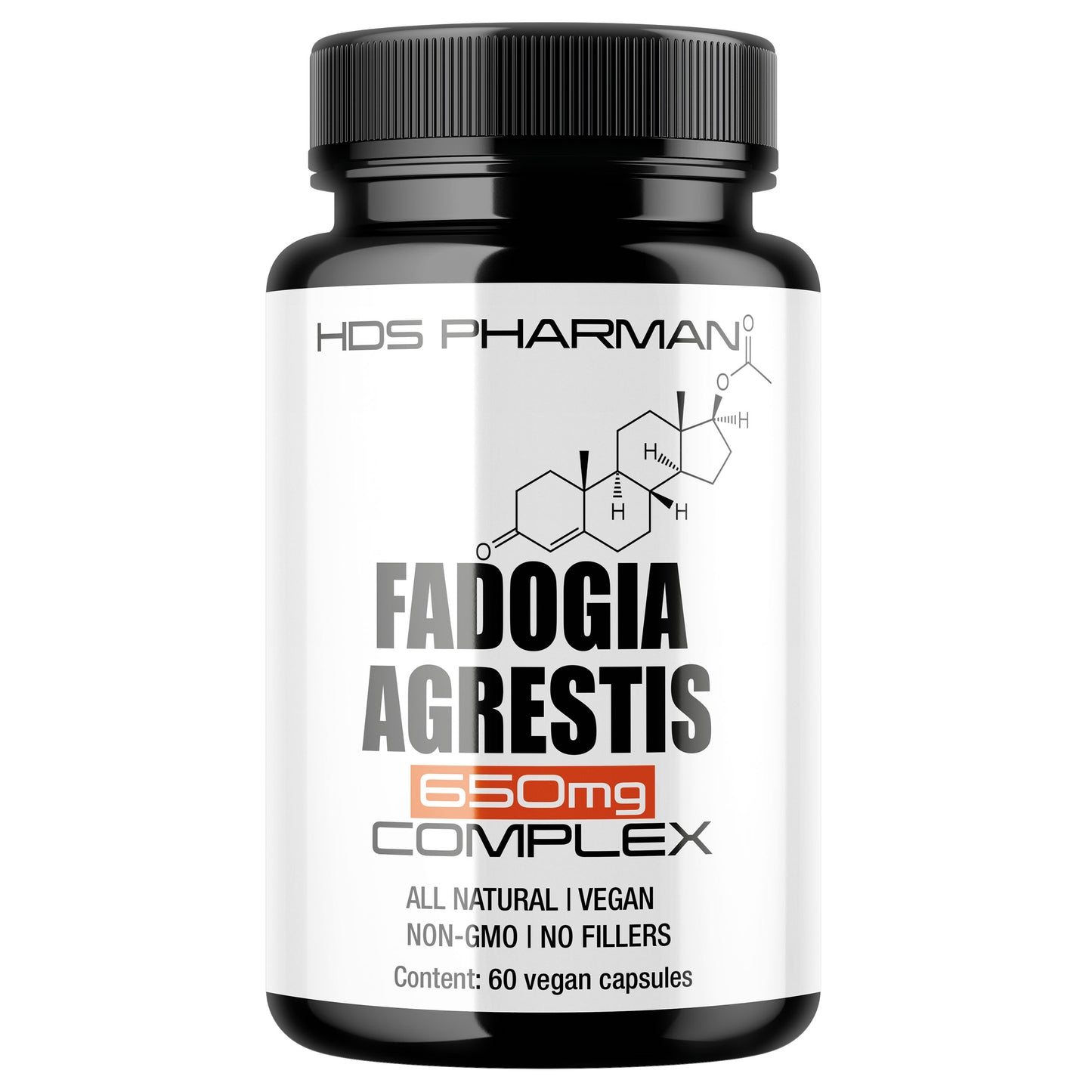 HDS Pharman, Adaptogen-Komplex mit Fadogia, Ginseng, Ashwagandha & Guarana – 60 vegane Kapseln