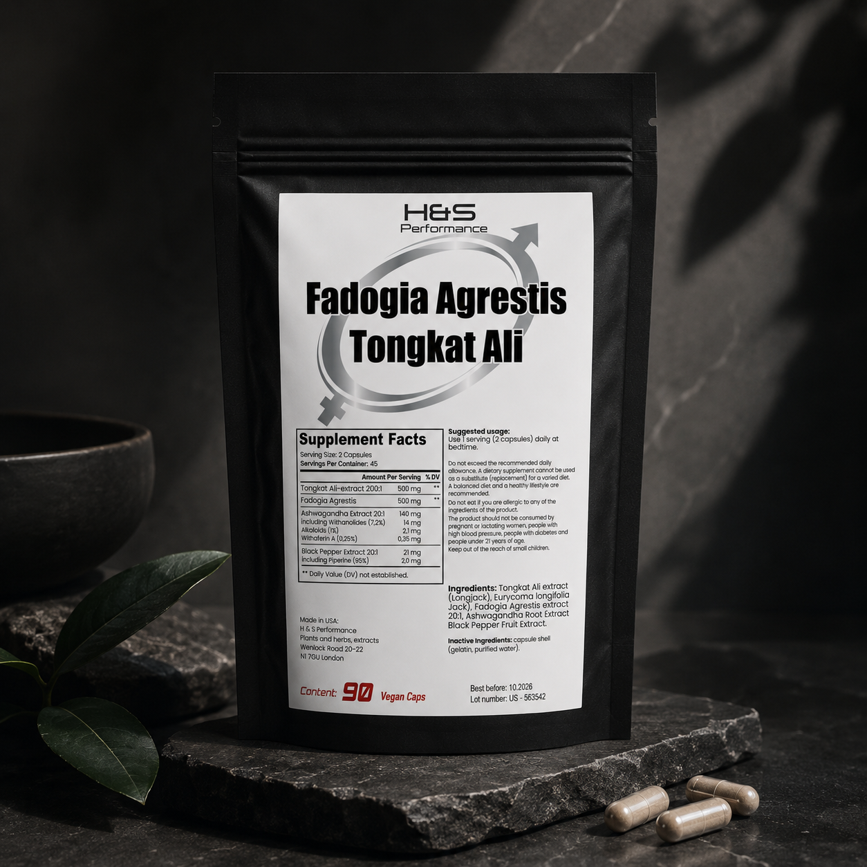 Vegane Kapseln Long Jack + Fadogia Agrestis + Ashwagandha | Vegan Komplex