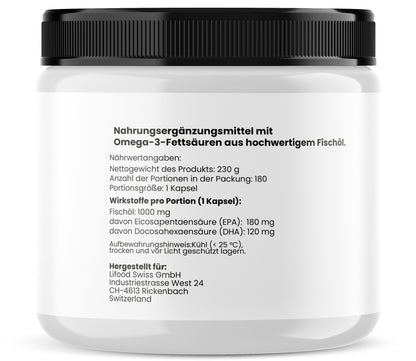 Lifood Swiss Omega-3 1000mg – 180 Kapseln für 180 Tage