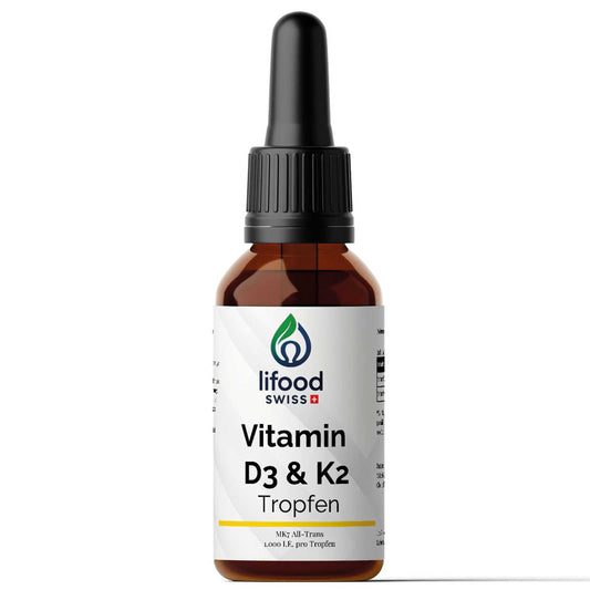 Lifood Swiss, Vitamin D3 + K2 - 1.700 Tropfen (1.000 I.E.) - 50ml