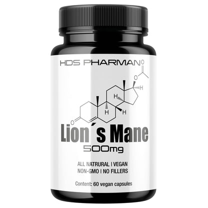 HDS Pharman™ Lion's Mane – 60 Vegane Kapseln mit Hericium erinaceus Extrakt