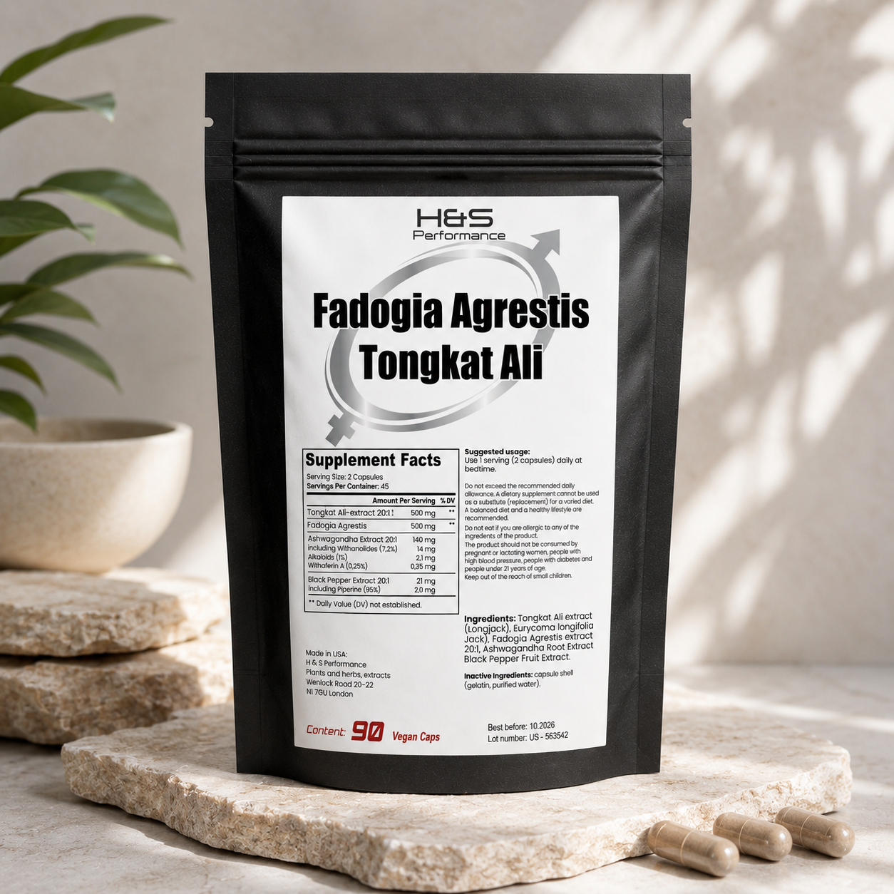 Vegane Kapseln Long Jack + Fadogia Agrestis + Ashwagandha | Vegan Komplex