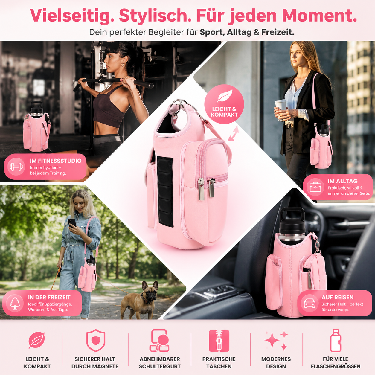 Magnetische Flaschenhalter-Tasche – Immer griffbereit. Immer dabei