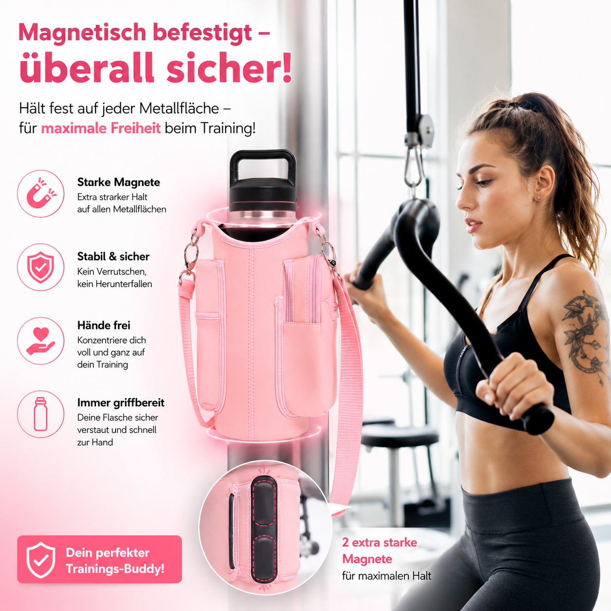 Magnetische Flaschenhalter-Tasche – Immer griffbereit. Immer dabei