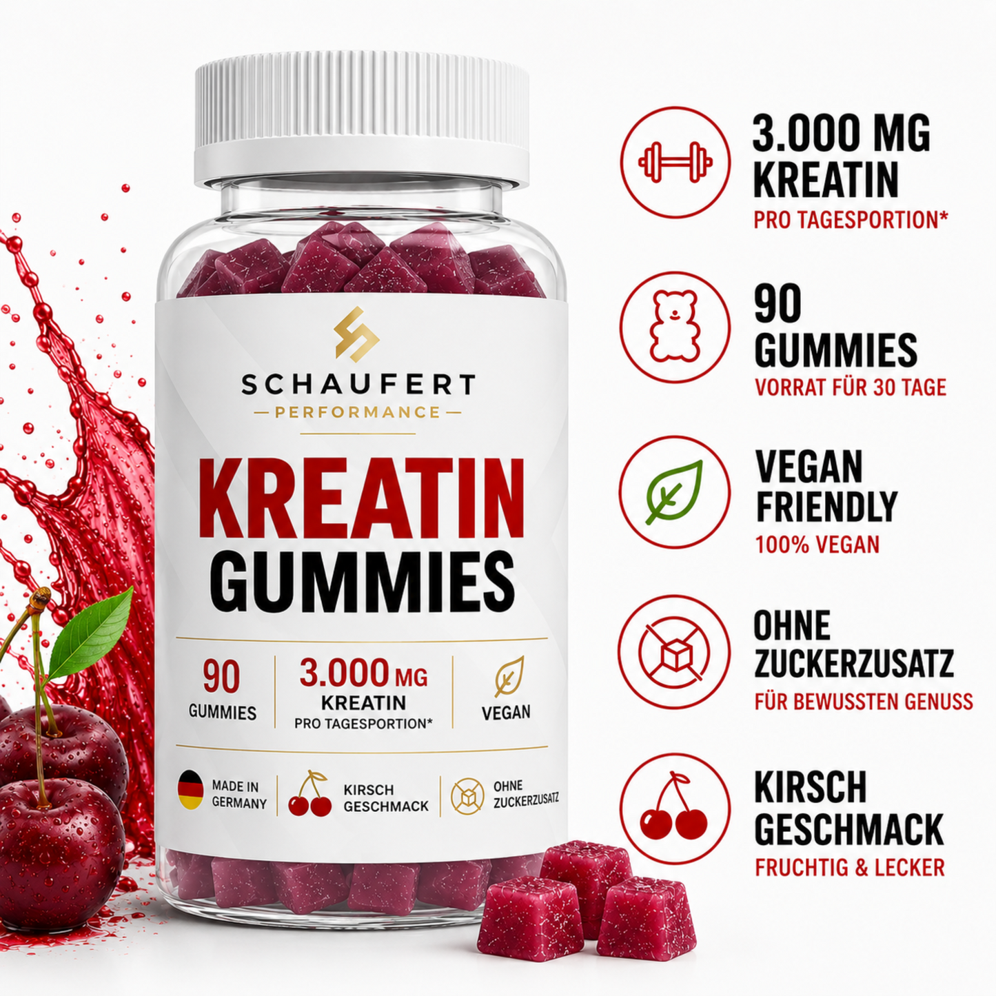 Kreatin Gummies Kirsche - 90 Stk.