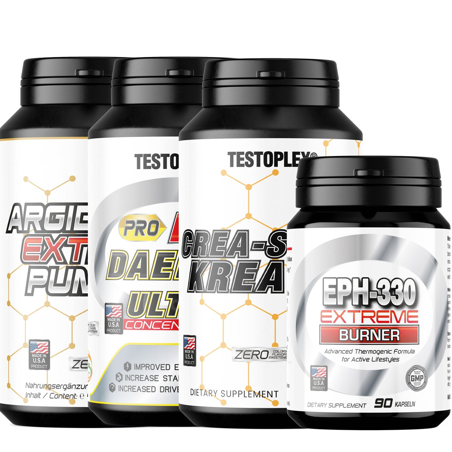 Testoplex™, 4YouMuscle – Muskelaufbau- & Fettabbau-Set mit 4 abgestimmten Testoplex-Produkten