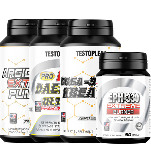 Testoplex™, 4YouMuscle – Muskelaufbau- & Fettabbau-Set mit 4 abgestimmten Testoplex-Produkten