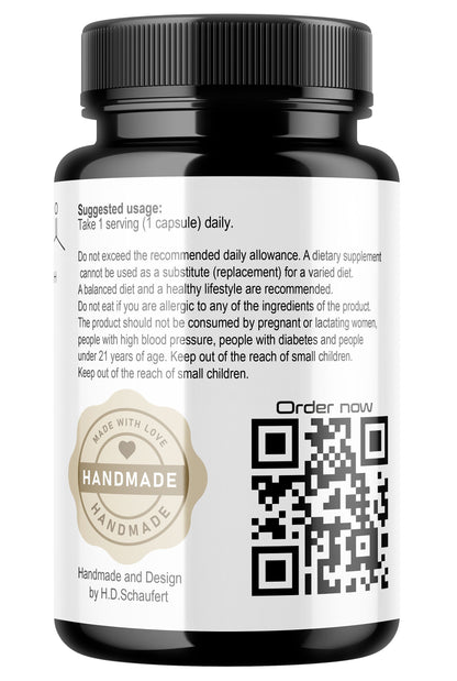 Fadogia Agrestis Komplex | Mit Ashwagandha Ginseng Guarana Piperin | Vegane Kapseln | Ohne Zusatzstoffe | Handmade Deutschland | HDS Pharman