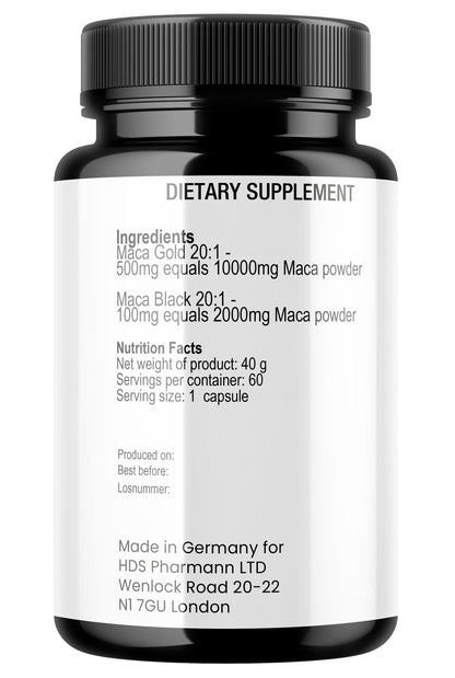 Vitality Trio | Lions Mane Maca Ashwagandha | Vegane Kapseln | Adaptogen Komplex | Ohne Zusatzstoffe | Handmade Deutschland | HDS Pharman