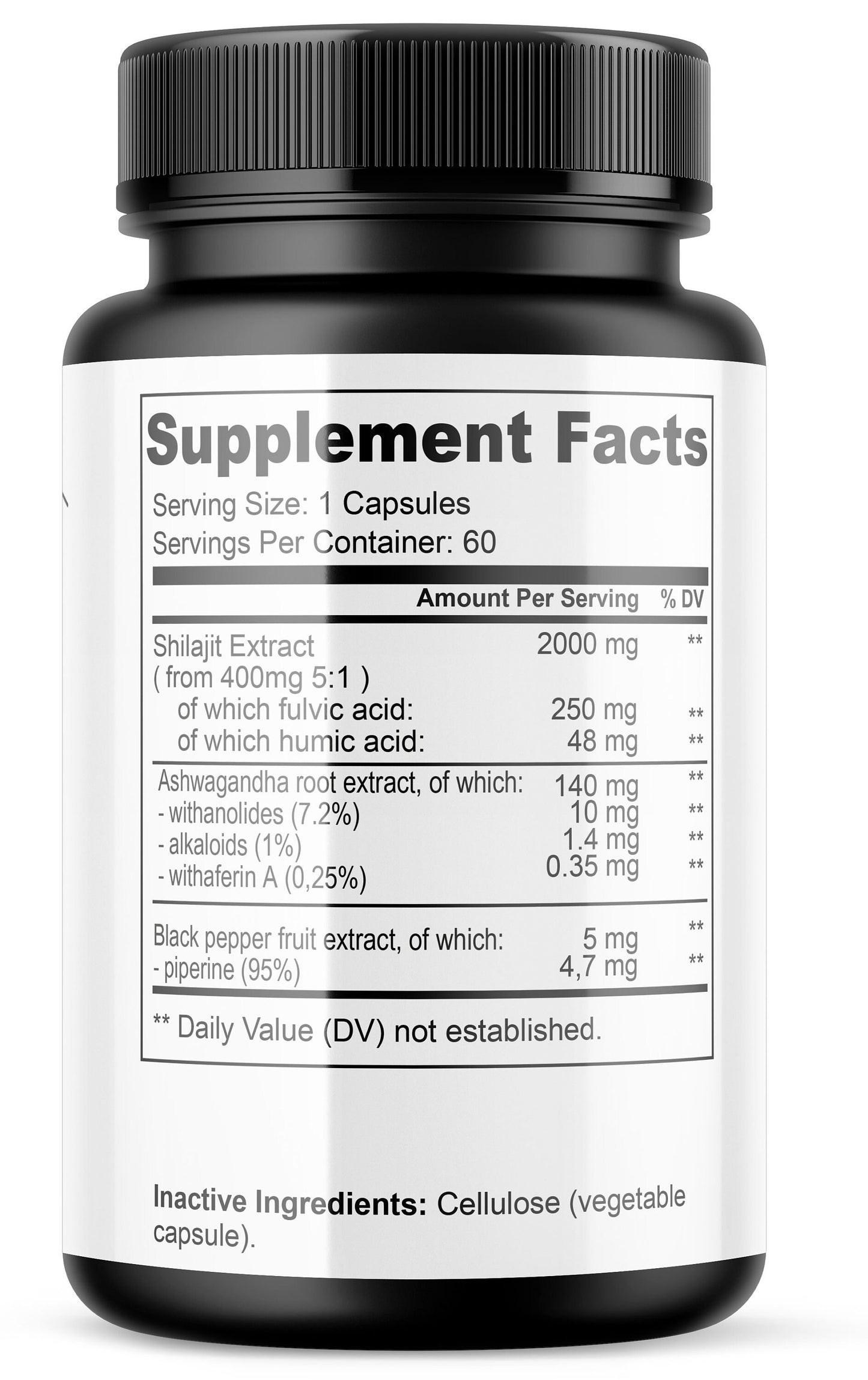 Power Shilajit | + Ashwagandha Schwarzer Pfeffer | 2000 mg hochdosiert | Fulvinsäuren Huminsäuren | Vegan | Ohne Zusatzstoffe | HDS Pharman