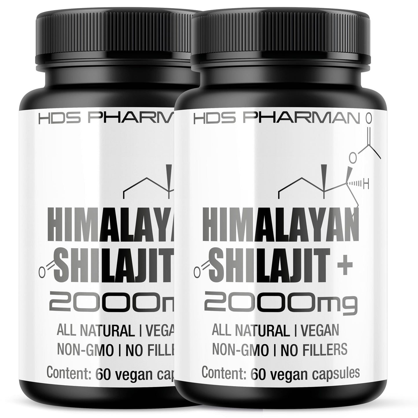 Power Shilajit | + Ashwagandha Schwarzer Pfeffer | 2000 mg hochdosiert | Fulvinsäuren Huminsäuren | Vegan | Ohne Zusatzstoffe | HDS Pharman