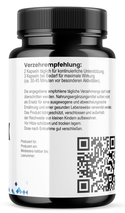 VASO MAX Nitric Oxide | Arginin Citrullin Ornithin Booster | Vegan Kapseln | Ohne Zusatzstoffe | Handmade Deutschland | HDS Pharman