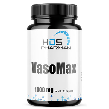 VASO MAX Nitric Oxide | Arginin Citrullin Ornithin Booster | Vegan Kapseln | Ohne Zusatzstoffe | Handmade Deutschland | HDS Pharman