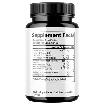 Essence of Shilajit Ashwagandha Piperine | 4000 mg Extrakt | Optimierte Bioverfügbarkeit | Vegan | Handmade Deutschland | HDS Pharman